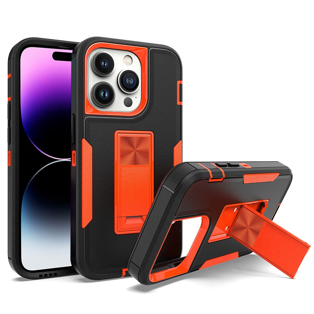 For iPhone 14 Pro Max Shockproof Kickstand Case TPU + PC Dual Layer Anti-Slip Defender Protective Phone Cover