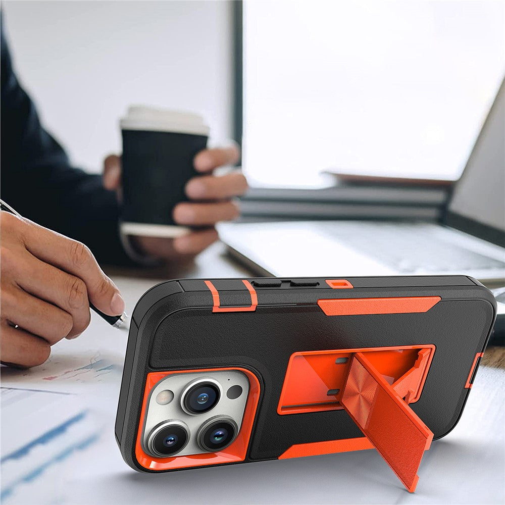 For iPhone 14 Pro Max Shockproof Kickstand Case TPU + PC Dual Layer Anti-Slip Defender Protective Phone Cover