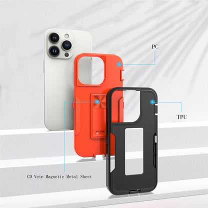 For iPhone 14 Pro Max Shockproof Kickstand Case TPU + PC Dual Layer Anti-Slip Defender Protective Phone Cover