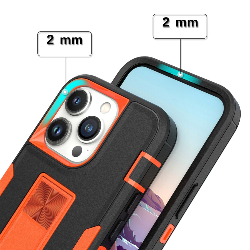 For iPhone 14 Pro Max Shockproof Kickstand Case TPU + PC Dual Layer Anti-Slip Defender Protective Phone Cover