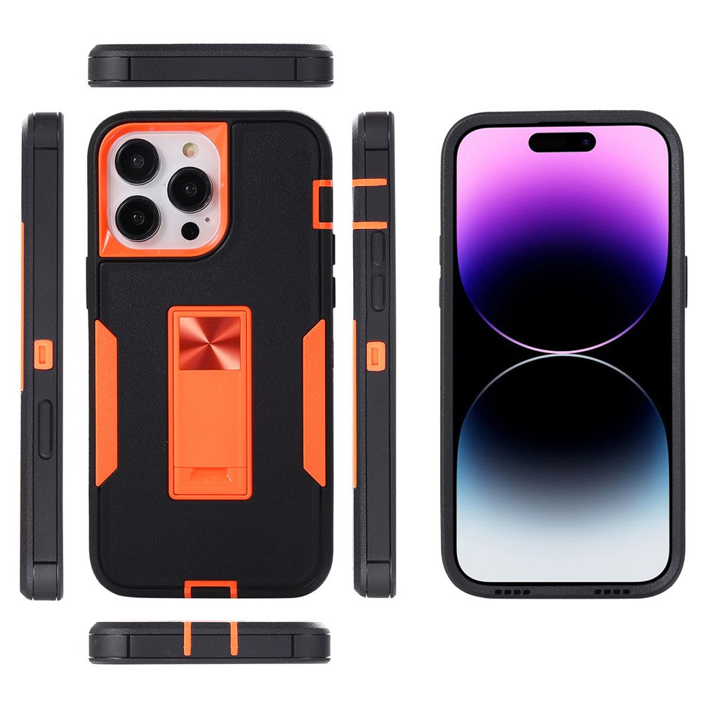 For iPhone 14 Pro Max Shockproof Kickstand Case TPU + PC Dual Layer Anti-Slip Defender Protective Phone Cover