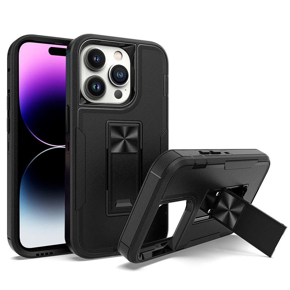 For iPhone 14 Pro Max Shockproof Kickstand Case TPU + PC Dual Layer Anti-Slip Defender Protective Phone Cover