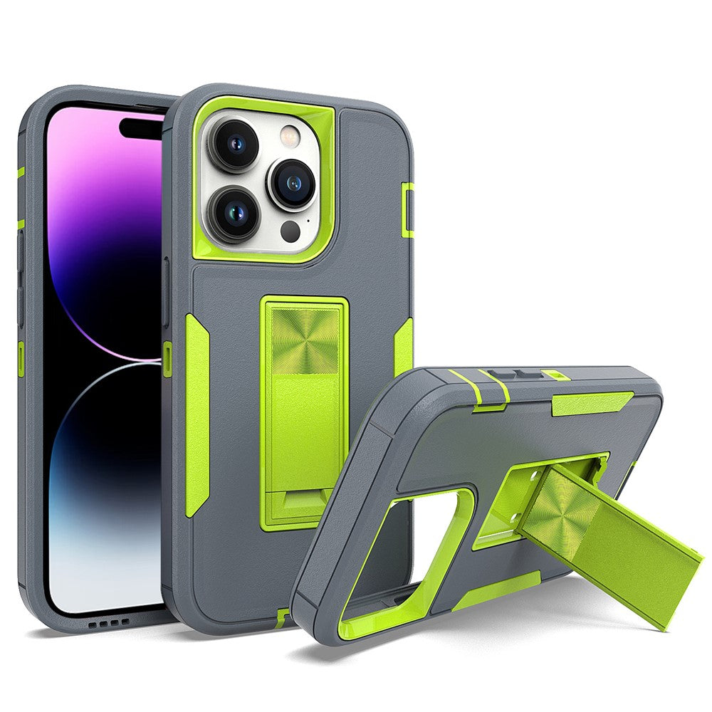 For iPhone 14 Pro Max Shockproof Kickstand Case TPU + PC Dual Layer Anti-Slip Defender Protective Phone Cover