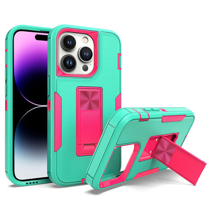 For iPhone 14 Pro Max Shockproof Kickstand Case TPU + PC Dual Layer Anti-Slip Defender Protective Phone Cover