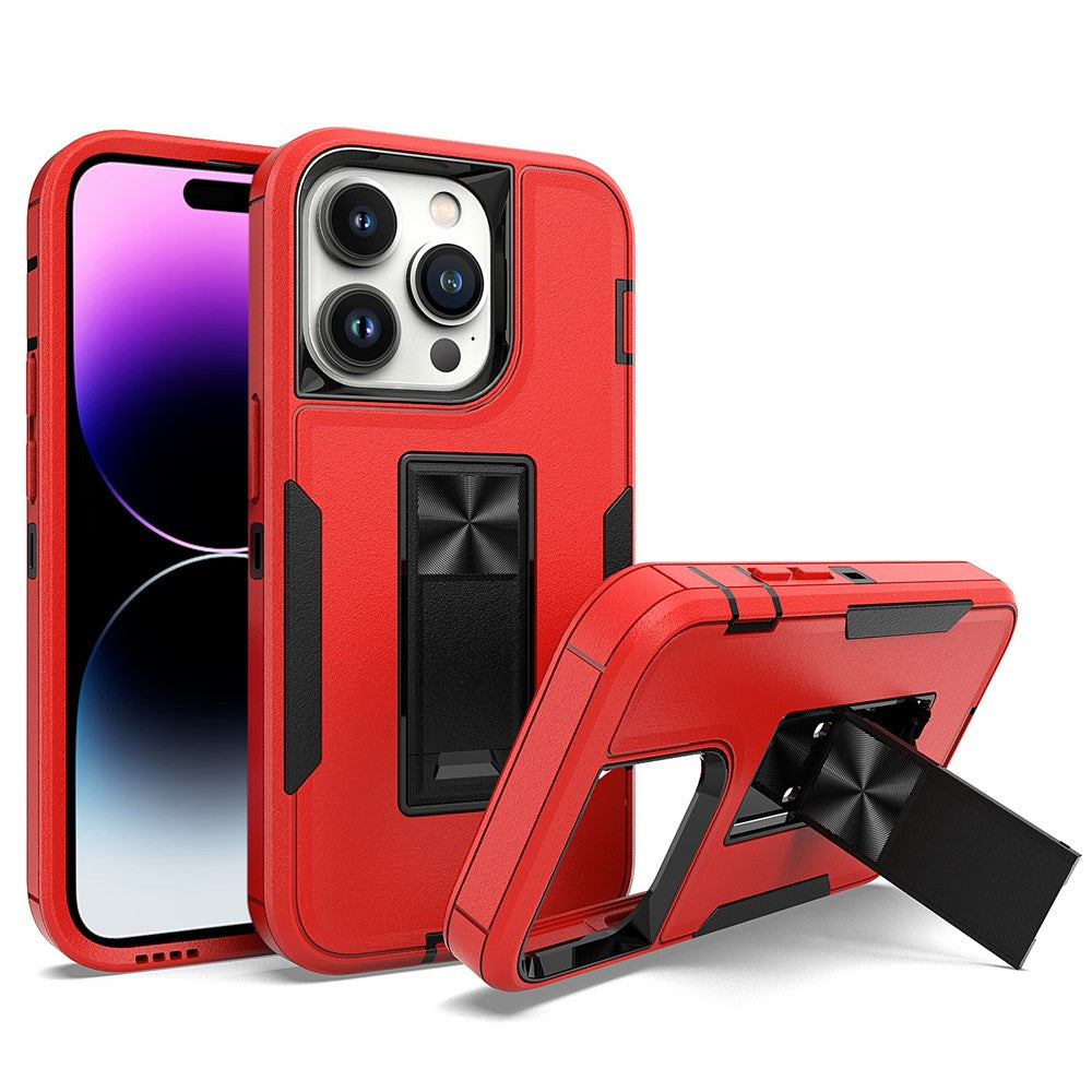 For iPhone 14 Pro Max Shockproof Kickstand Case TPU + PC Dual Layer Anti-Slip Defender Protective Phone Cover