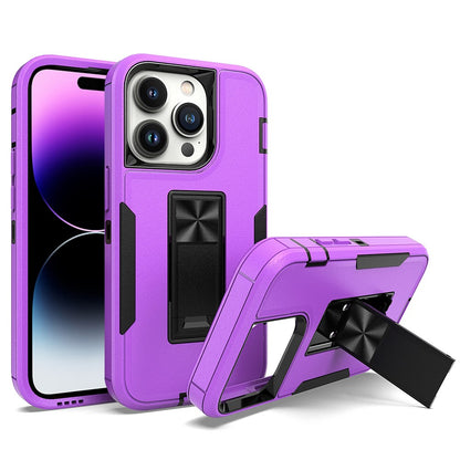 For iPhone 14 Pro Max Shockproof Kickstand Case TPU + PC Dual Layer Anti-Slip Defender Protective Phone Cover