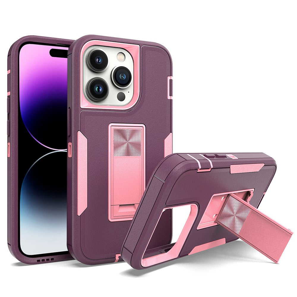 For iPhone 14 Pro Max Shockproof Kickstand Case TPU + PC Dual Layer Anti-Slip Defender Protective Phone Cover