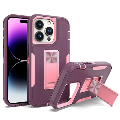 For iPhone 14 Pro Max Shockproof Kickstand Case TPU + PC Dual Layer Anti-Slip Defender Protective Phone Cover