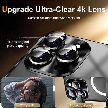 For iPhone 16 Pro Max Magnetic Case Football Print Pattern PC+TPU Phone Cover with Lens Film