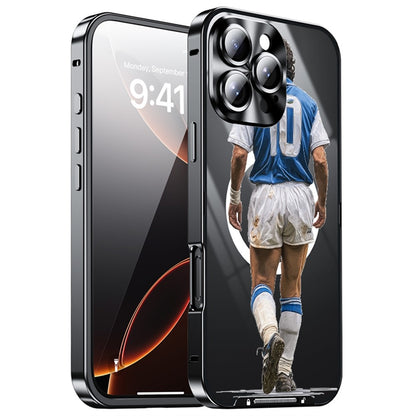 For iPhone 16 Pro Max Magnetic Case Football Print Pattern PC+TPU Phone Cover with Lens Film