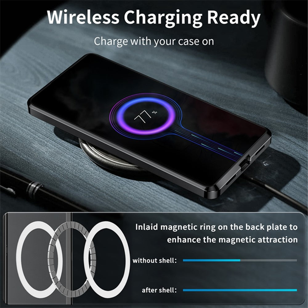 For Samsung Galaxy S25 Ultra Magnetic Case Red Lips Pattern PC TPU Phone Cover with Lens Film