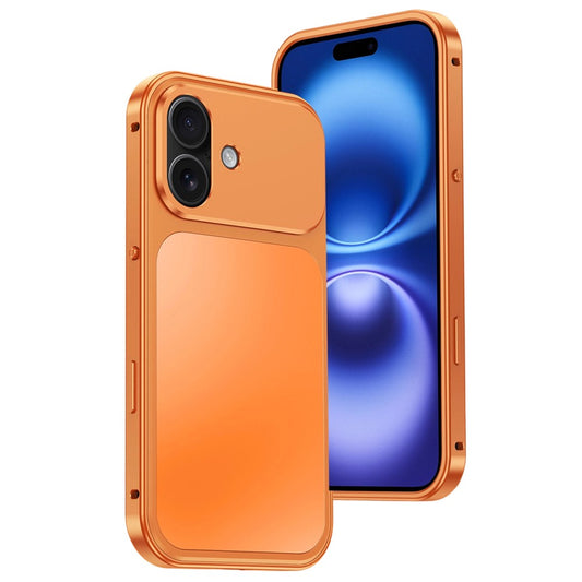 For iPhone 16 Magnetic Case Metal Frame PC Back Phone Cover with Pop-Up Buckle