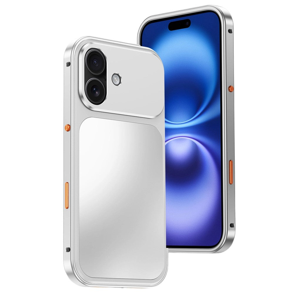 For iPhone 16 Magnetic Case Metal Frame PC Back Phone Cover with Pop-Up Buckle