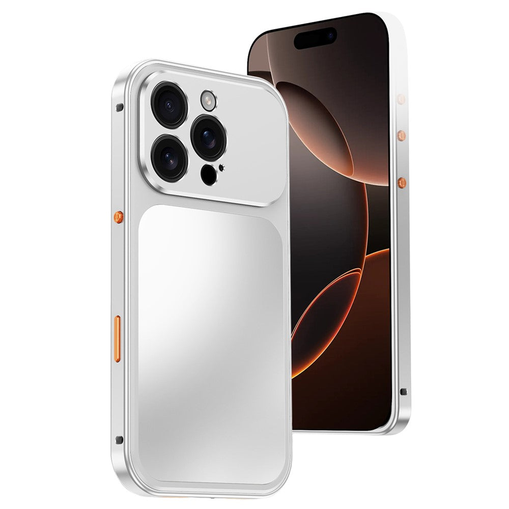 For iPhone 16 Pro Magnetic Case Metal Frame PC Back Phone Cover with Pop-Up Buckle