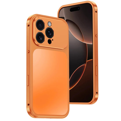 For iPhone 16 Pro Max Magnetic Case Metal Frame PC Back Phone Cover with Pop-Up Buckle