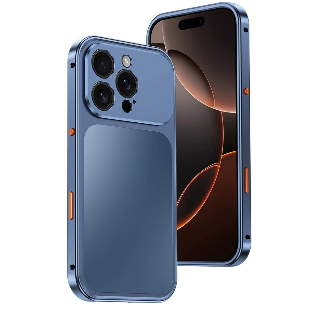 For iPhone 16 Pro Max Magnetic Case Metal Frame PC Back Phone Cover with Pop-Up Buckle