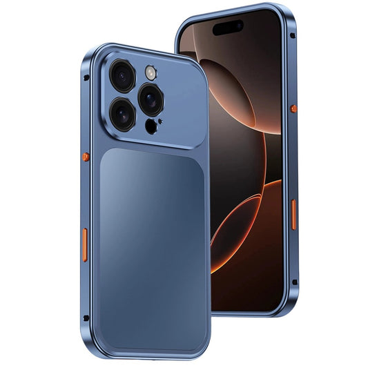 For iPhone 16 Pro Max Magnetic Case Metal Frame PC Back Phone Cover with Pop-Up Buckle