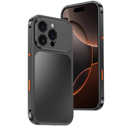 For iPhone 16 Pro Max Magnetic Case Metal Frame PC Back Phone Cover with Pop-Up Buckle