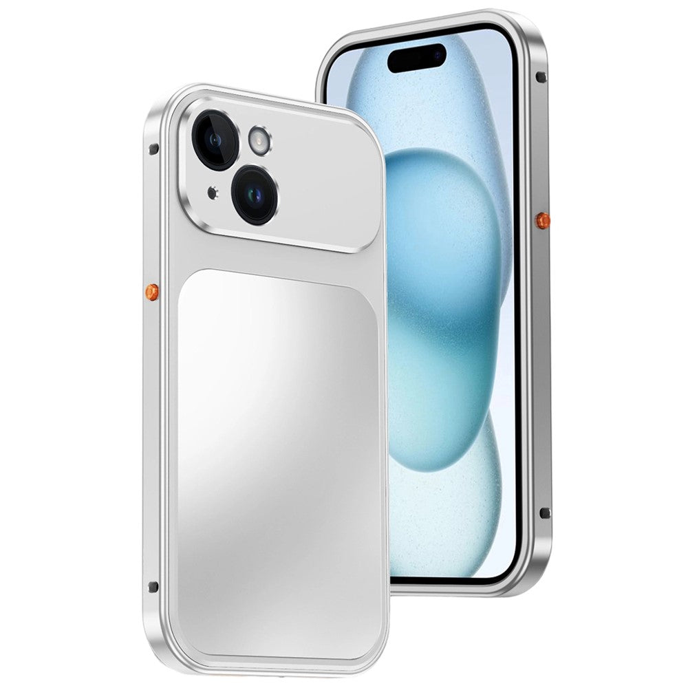 For iPhone 15 Magnetic Case Metal Frame PC Back Phone Cover with Pop-Up Buckle