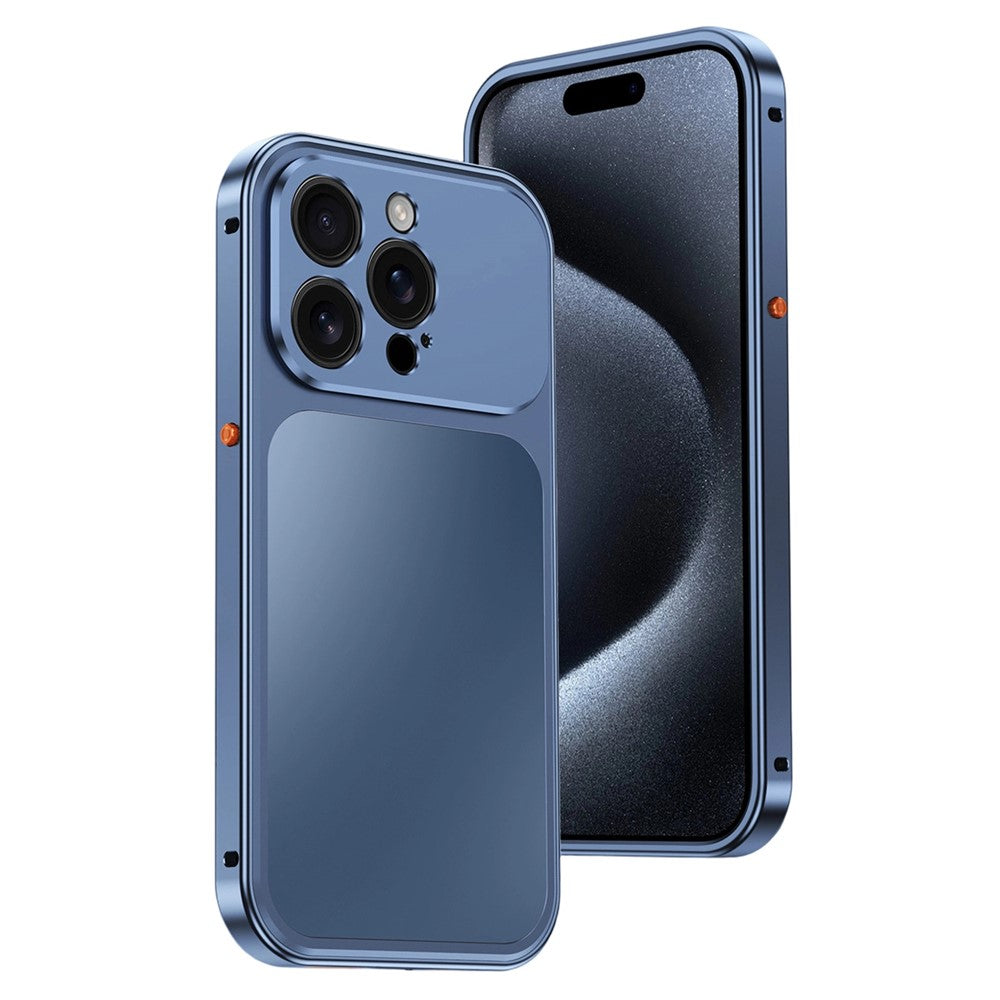 For iPhone 15 Pro Max Magnetic Case Metal Frame PC Back Phone Cover with Pop-Up Buckle