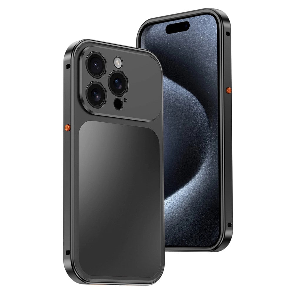 For iPhone 15 Pro Max Magnetic Case Metal Frame PC Back Phone Cover with Pop-Up Buckle
