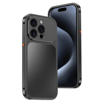 For iPhone 15 Pro Max Magnetic Case Metal Frame PC Back Phone Cover with Pop-Up Buckle