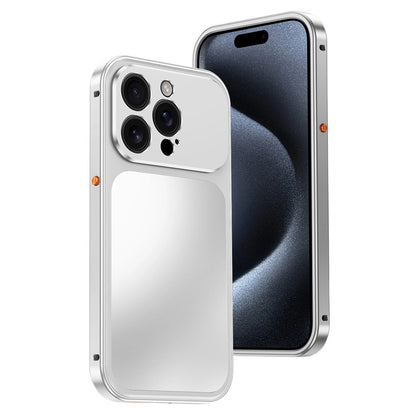 For iPhone 15 Pro Max Magnetic Case Metal Frame PC Back Phone Cover with Pop-Up Buckle