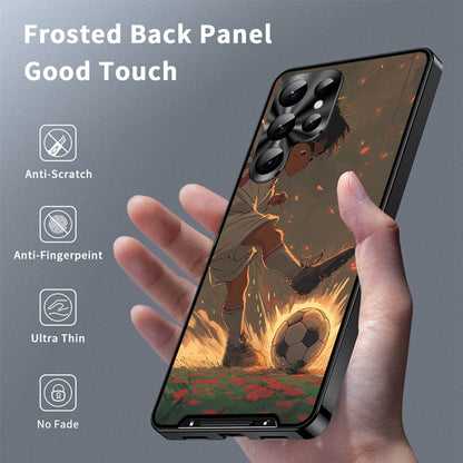 For Samsung Galaxy S25 Ultra Magnetic Case Football Pattern PC+TPU Protective Cover with Lens Film