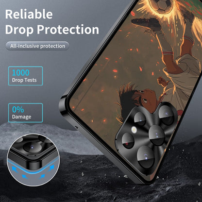 For Samsung Galaxy S25 Ultra Magnetic Case Football Pattern PC+TPU Protective Cover with Lens Film