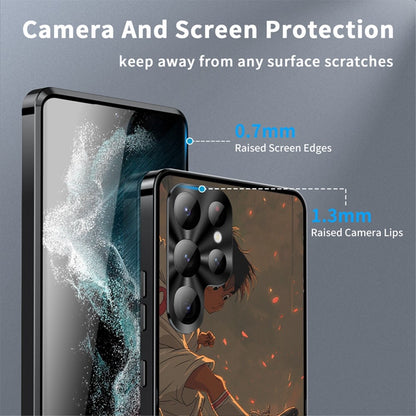For Samsung Galaxy S25 Ultra Magnetic Case Football Pattern PC+TPU Protective Cover with Lens Film