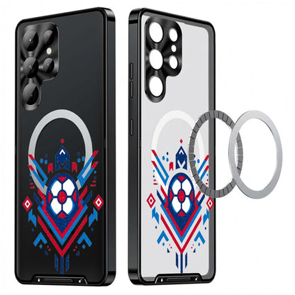 For Samsung Galaxy S25 Ultra Magnetic Case Football Pattern PC+TPU Protective Cover with Lens Film