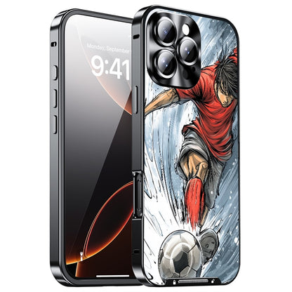For iPhone 16 Pro Max Magnetic Case Football Pattern PC+TPU Protective Cover with Lens Film
