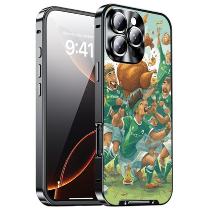 For iPhone 16 Pro Max Magnetic Case Football Pattern PC+TPU Protective Cover with Lens Film