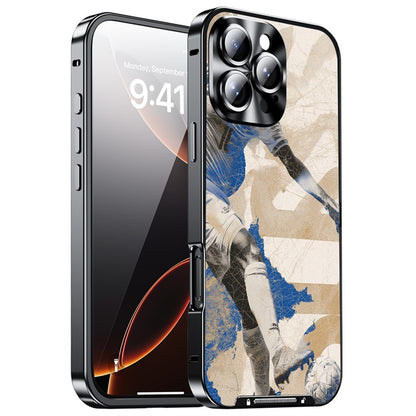 For iPhone 16 Pro Max Magnetic Case Football Pattern PC+TPU Protective Cover with Lens Film
