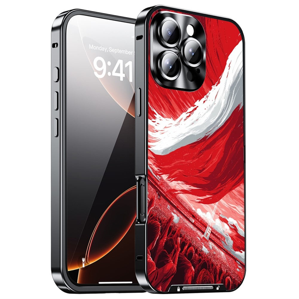For iPhone 16 Pro Max Magnetic Case Football Pattern PC+TPU Protective Cover with Lens Film