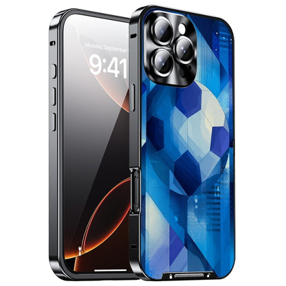 For iPhone 16 Pro Max Magnetic Case Football Pattern PC+TPU Protective Cover with Lens Film