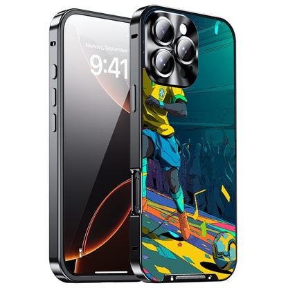 For iPhone 16 Pro Max Magnetic Case Football Pattern PC+TPU Protective Cover with Lens Film