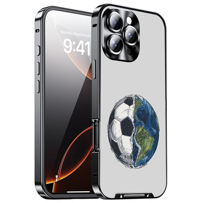 For iPhone 16 Pro Max Magnetic Case Football Pattern PC+TPU Protective Cover with Lens Film