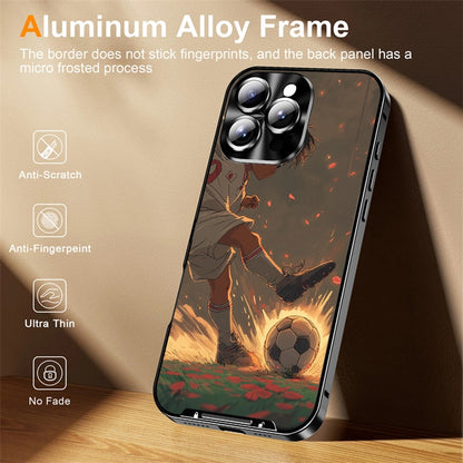For iPhone 16 Pro Magnetic Case Football Pattern PC+TPU Protective Cover with Lens Film
