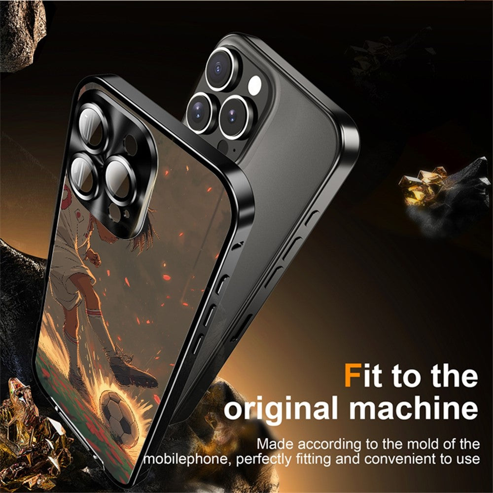 For iPhone 16 Pro Magnetic Case Football Pattern PC+TPU Protective Cover with Lens Film