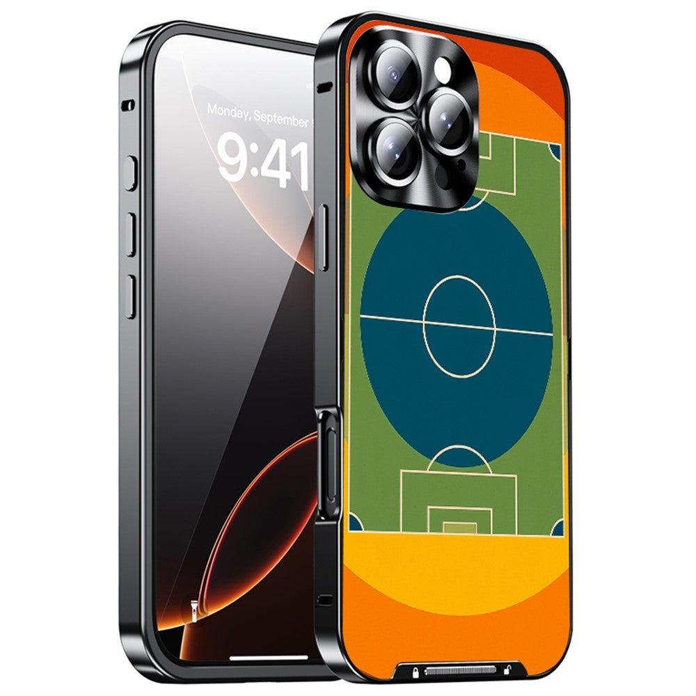 For iPhone 16 Pro Magnetic Case Football Pattern PC+TPU Protective Cover with Lens Film