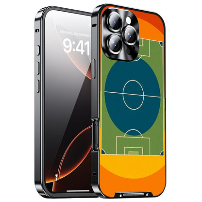 For iPhone 16 Pro Magnetic Case Football Pattern PC+TPU Protective Cover with Lens Film