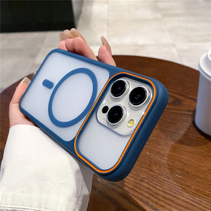 For iPhone 15 Pro Max Magnetic Case Large Viewing Window TPU + PC Shockproof Phone Cover