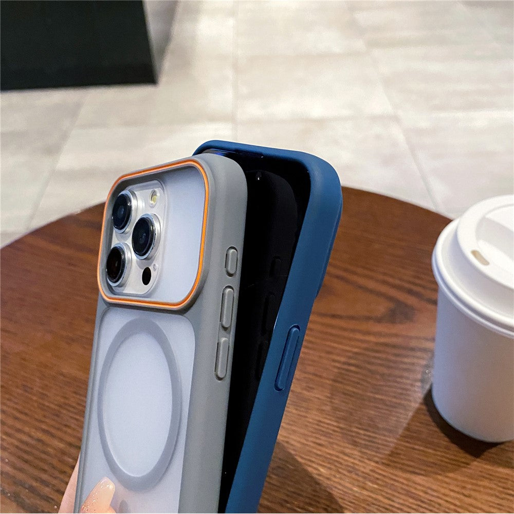 For iPhone 15 Pro Max Magnetic Case Large Viewing Window TPU + PC Shockproof Phone Cover