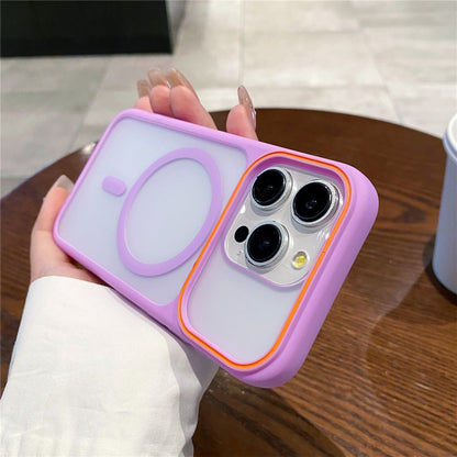 For iPhone 15 Pro Max Magnetic Case Large Viewing Window TPU + PC Shockproof Phone Cover