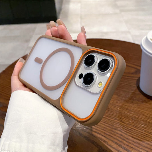 For iPhone 15 Pro Max Magnetic Case Large Viewing Window TPU + PC Shockproof Phone Cover
