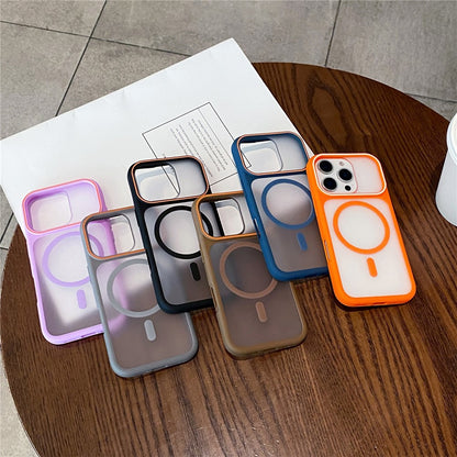 For iPhone 16 Pro Max Magnetic Case Large Viewing Window TPU + PC Shockproof Phone Cover