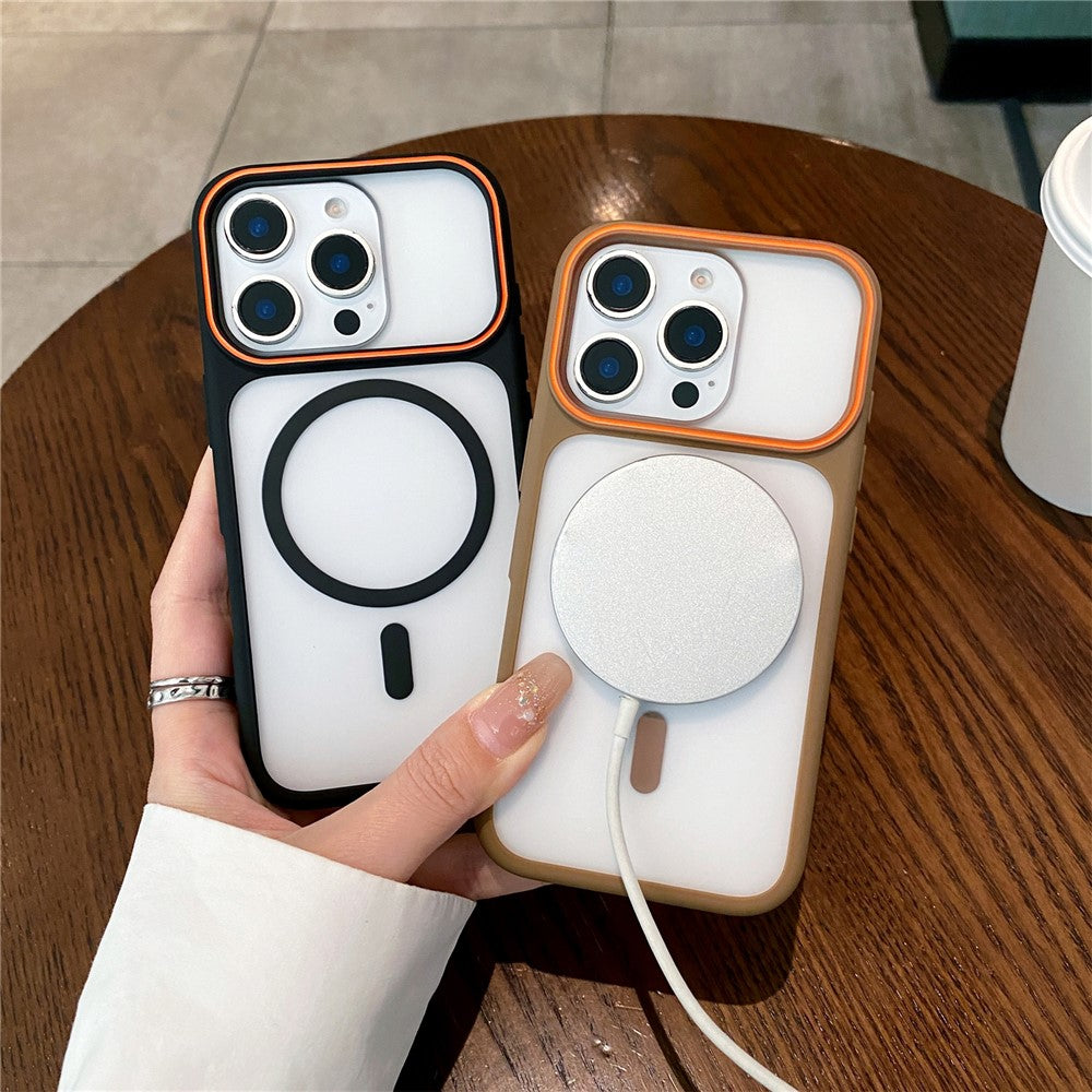For iPhone 16 Pro Magnetic Case Large Viewing Window TPU + PC Shockproof Phone Cover