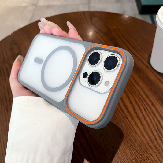 For iPhone 16 Pro Magnetic Case Large Viewing Window TPU + PC Shockproof Phone Cover