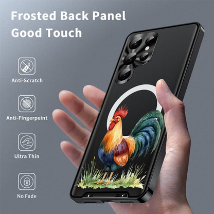 For Samsung Galaxy S25 Ultra Magnetic Case Rooster Pattern PC TPU Phone Cover with Lens Film